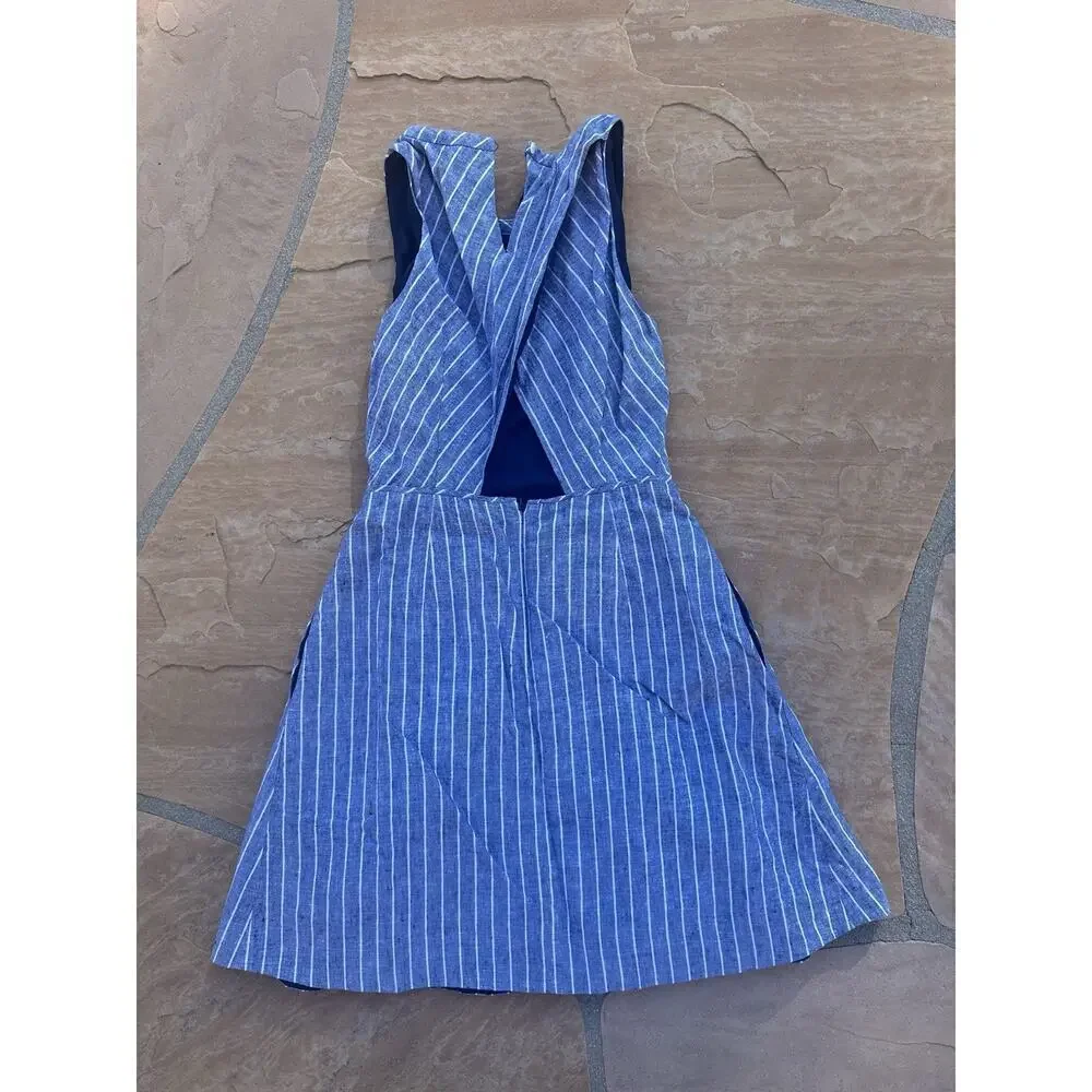 J.CREW J Crew ~ Size 4 CHAMBRAY STRIPE Sleeveless CROSS BACK Dress
